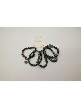 NWT Dylan Jewelry Bracelet Set Firenza Fern Beaded Stretch Layered Boho